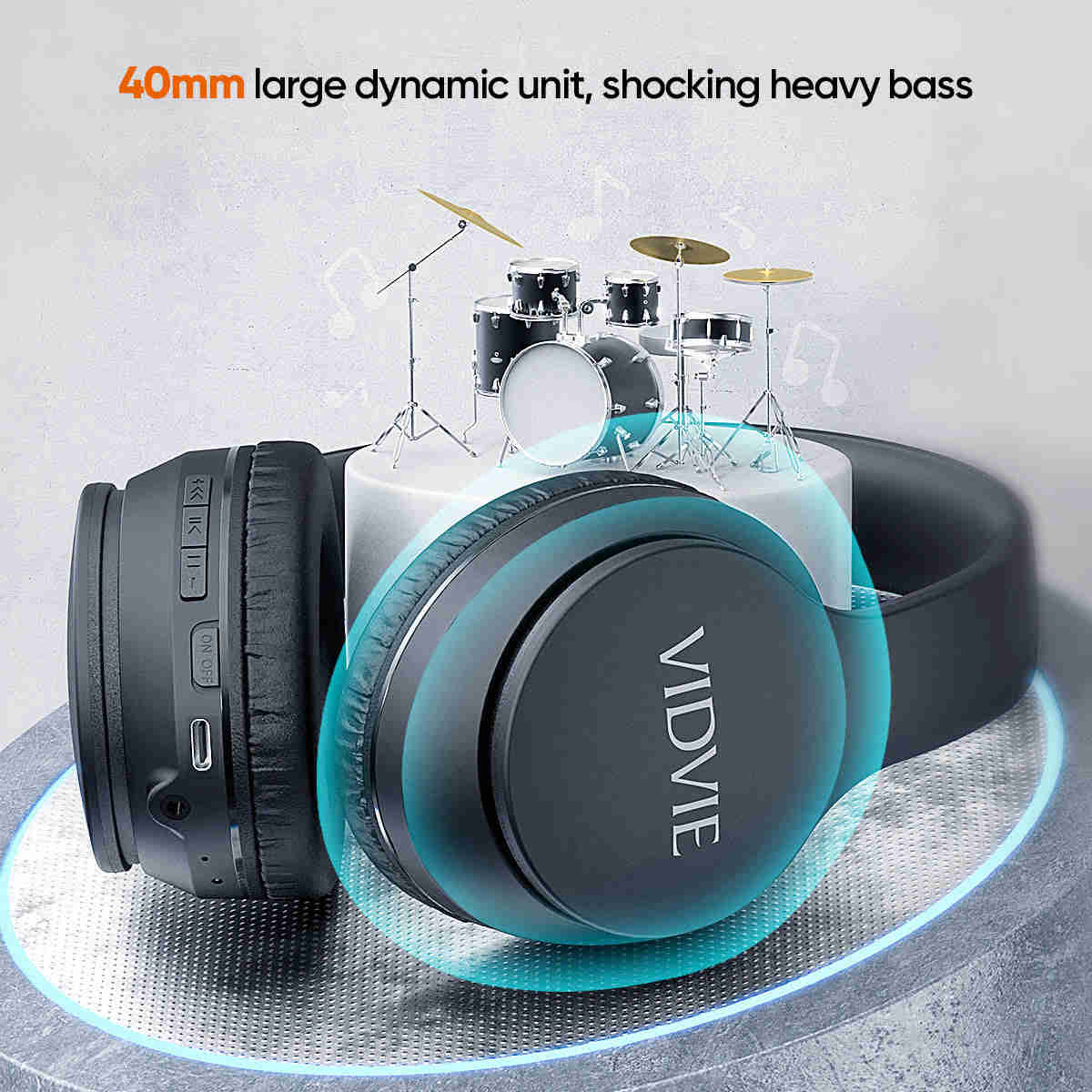 Wireless Over-Ear Headphones with Extra Bass and Foldable Design