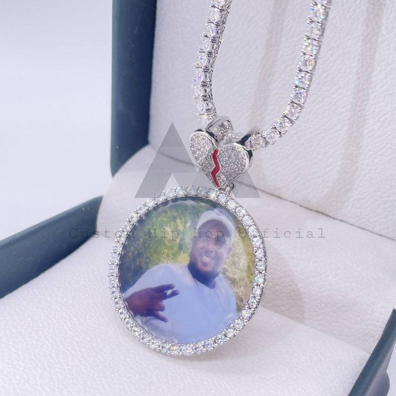 Custom Made 45mm Broken Heart Moissanite Pendant