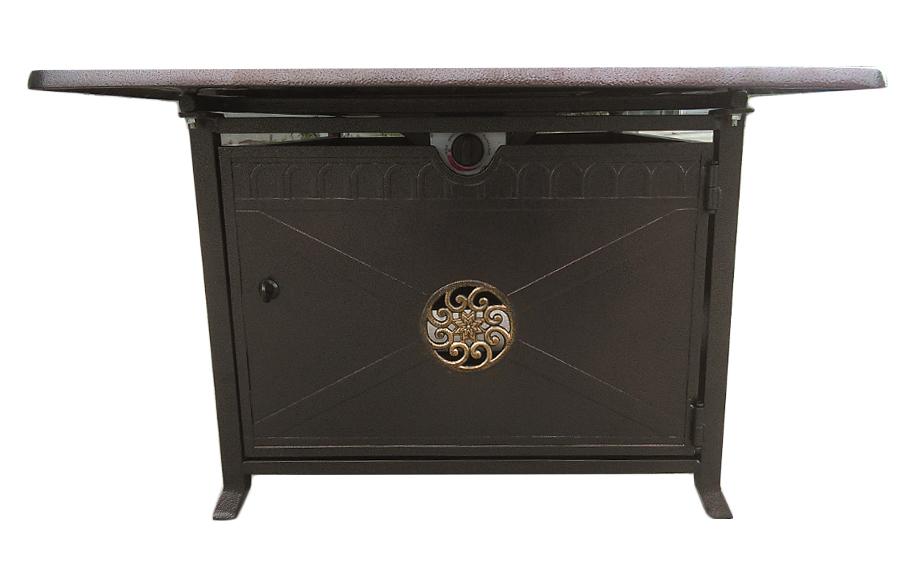 Hiland Outdoor Propane Fire Pit with Elegant Scroll Design