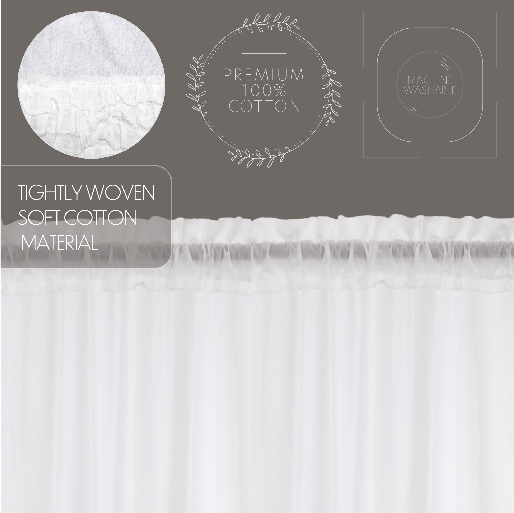 Elegant White Ruffled Sheer Swag Curtains for Rustic Charm