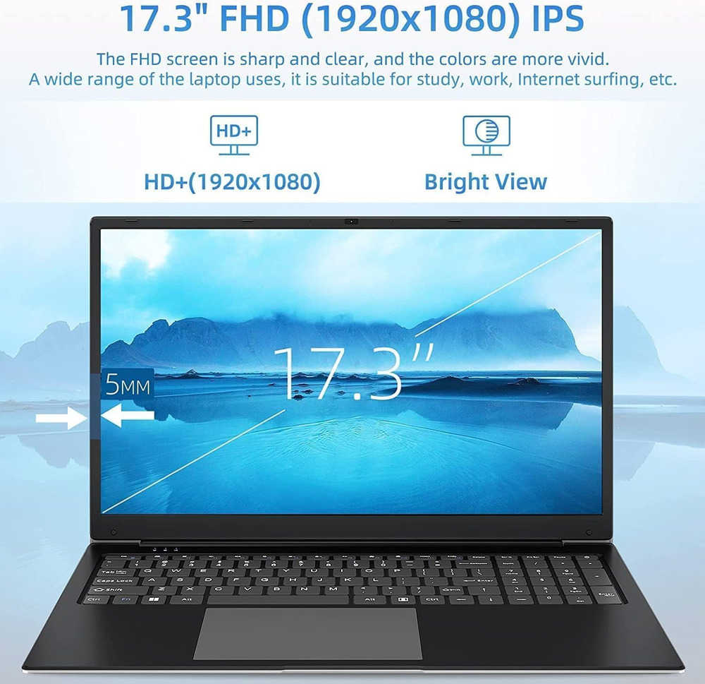 SGIN 17.3" Laptop with 4GB RAM, 256GB SSD, IPS Full HD Display