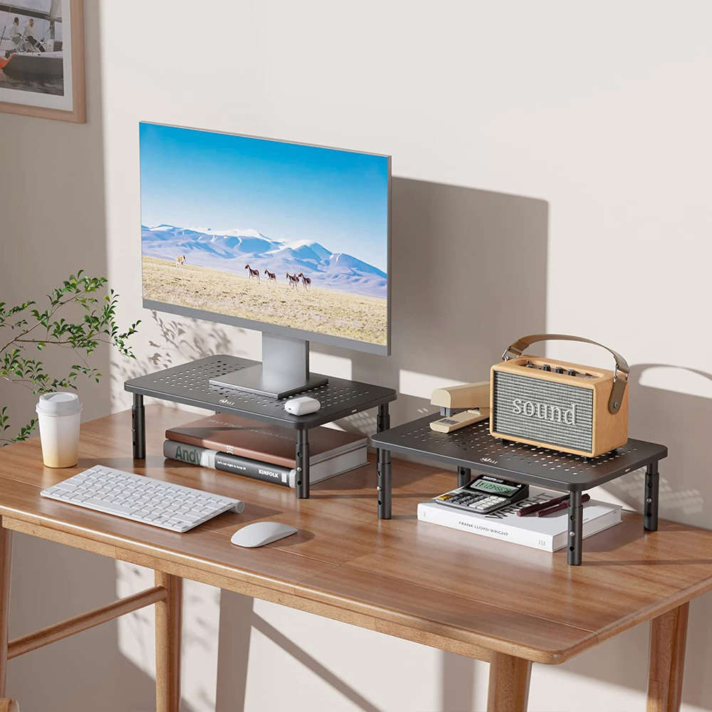 Ergonomic Adjustable Monitor Stand with Storage