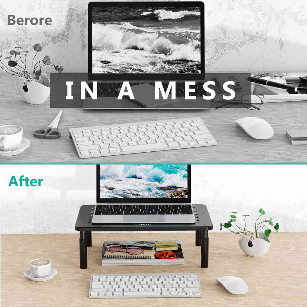 Ergonomic Adjustable Monitor Stand with Storage