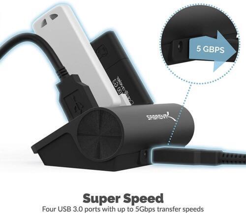 SABRENT 4-Port USB 3.0 Aluminum Hub with 2.5ft Cable (HB-MC3B)